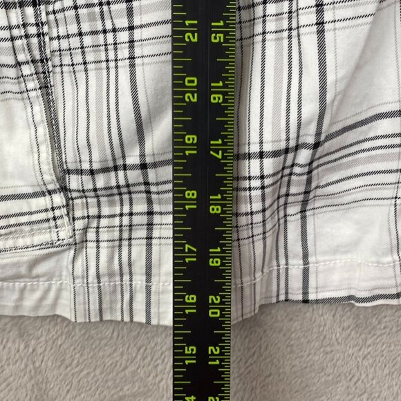 George Mens Cargo Shorts 42 Plaid Casual Flat Front Lightweight Summer White - Picture 3 of 11